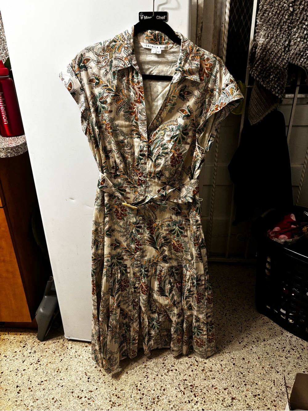 Veronica beard Vanessa belted cotton floral paisley dress size 8